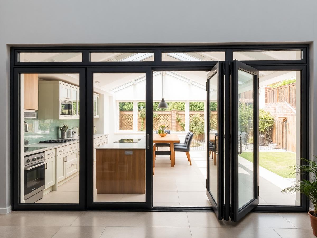 Open aluminium bifold doors